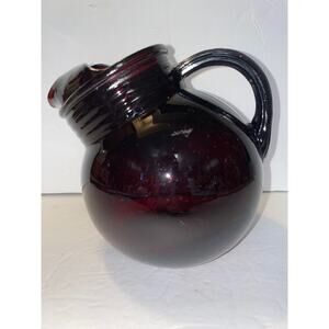 Vintage 1940s Anchor Hocking ruby glass pitcher in Excellent condition